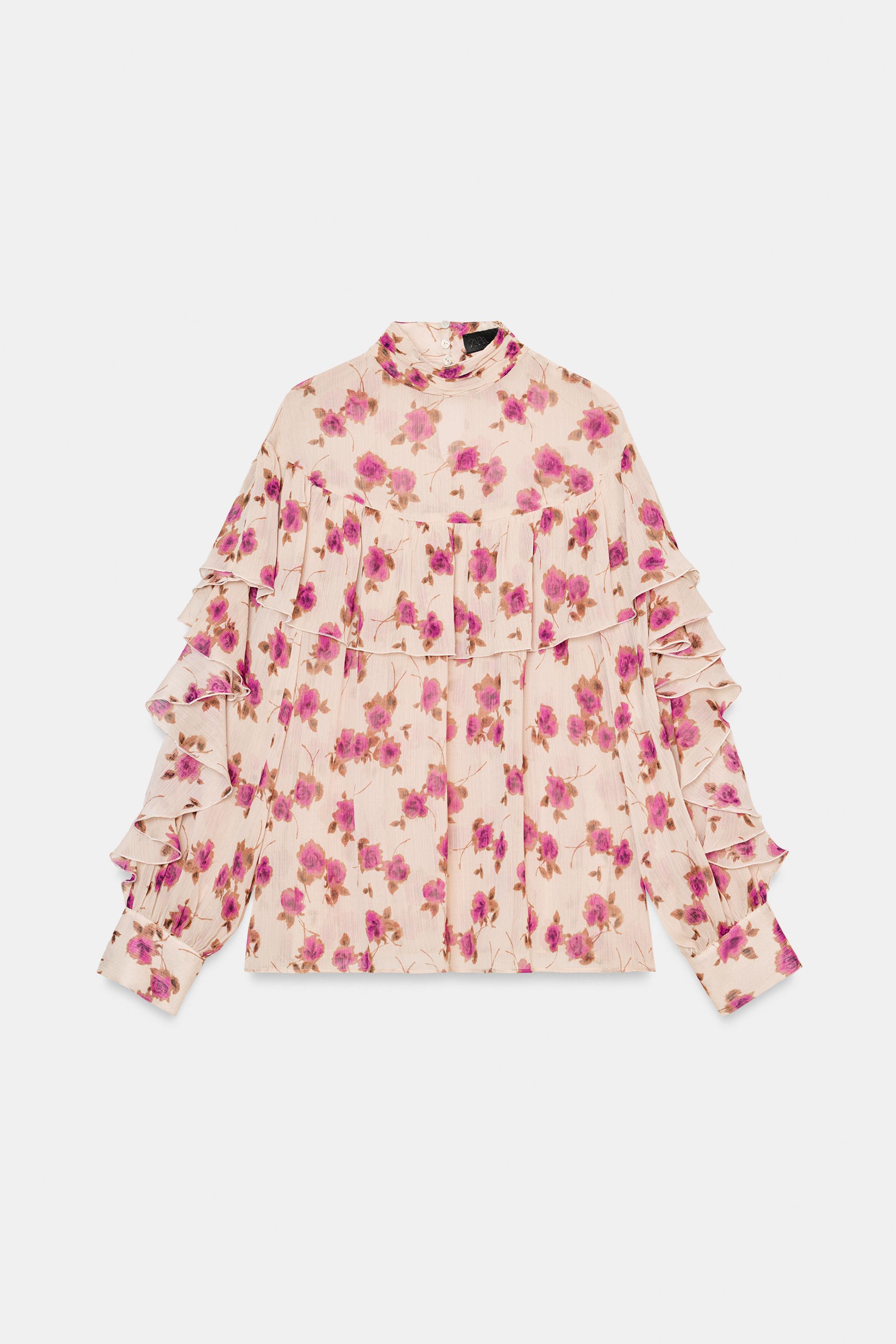 RUFFLED PRINT BLOUSE